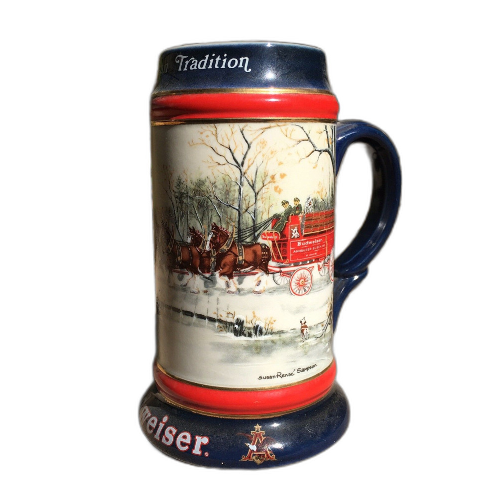 Budweiser Holiday Beer Stein Mug 1990